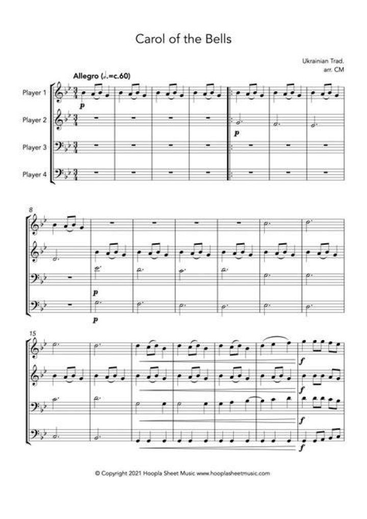 How many versions of Carol of the Bells are there?
