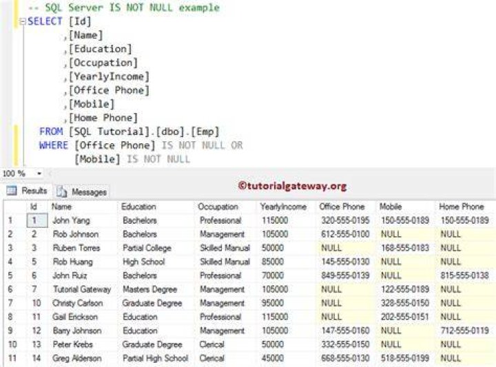 IS NOT NULL in select SQL?